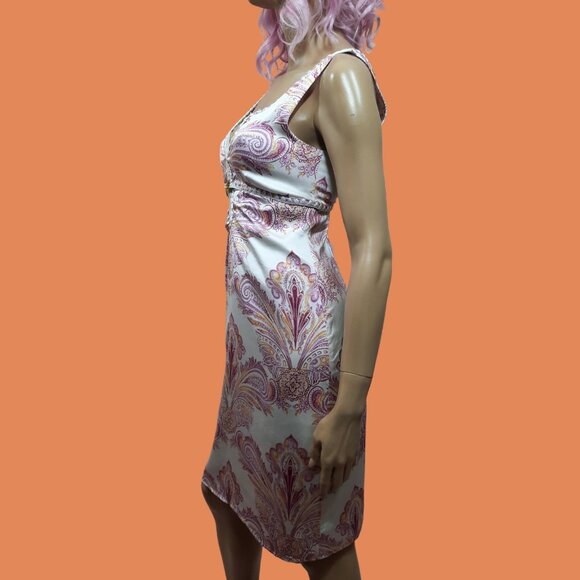 90s Y2K Silk Slip Dress Size S US 2 Paisley Print Ebène by Patrick Assuline - Picture 7 of 12